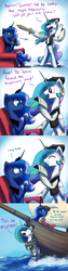 Size: 1200x4800 | Tagged: safe, artist:anticular, princess celestia, princess luna, pony, ask sunshine and moonbeams, g4, bandage, bipedal, boat, bondage, book, book abuse, chair, clothes, crying, cute, cutelestia, ear piercing, earring, eyepatch, eyes closed, frown, glare, grin, hat, hook, international talk like a pirate day, open mouth, piercing, pirate, reading, rope, sitting, smiling, smirk, squee, tied up, tumblr, wide eyes, wooden sword