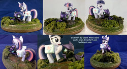 Size: 1600x875 | Tagged: safe, artist:aachi-chan, twilight sparkle, oc, oc:nyx, g4, figurine, one of a kind, sculpture