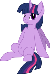 Size: 5000x7370 | Tagged: safe, artist:lisa400, twilight sparkle, semi-anthro, g4, absurd resolution, belly, belly button, leaning, simple background, sitting, transparent background, twilight sparkle (alicorn), vector, wink