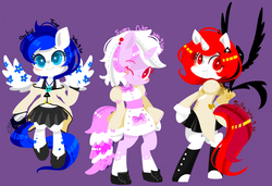 Size: 801x549 | Tagged: safe, artist:snow angel, oc, oc only, pegasus, pony, unicorn, semi-anthro, bipedal, clothes, pixiv