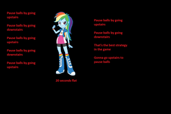 Size: 1600x1070 | Tagged: safe, rainbow dash, equestria girls, g4, game grumps, lyric, pause balls, text, waterflame89