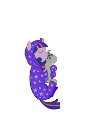 Size: 2550x3507 | Tagged: safe, artist:spellboundcanvas, smarty pants, twilight sparkle, g4, clothes, footed sleeper, high res, pajamas, sleeping