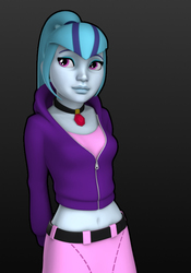 Size: 520x742 | Tagged: safe, artist:hashbro, sonata dusk, equestria girls, g4, my little pony equestria girls: rainbow rocks, 3d, 3d model, belly button, clothes, female, midriff, skirt, solo