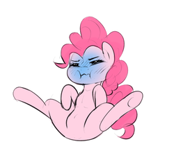 Size: 819x768 | Tagged: safe, artist:khorme, pinkie pie, g4, eyes closed, female, holding breath, sitting, solo