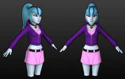 Size: 1044x663 | Tagged: safe, artist:hashbro, sonata dusk, equestria girls, g4, my little pony equestria girls: rainbow rocks, 3d, 3d model, belly button, clothes, midriff, skirt, the dazzlings