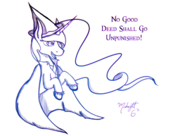 Size: 1250x966 | Tagged: safe, artist:midnightsix3, princess luna, lunadoodle, g4, female, hat, monochrome, solo, wicked