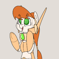 Size: 750x750 | Tagged: safe, artist:khorme, oc, oc only, oc:p.o.n.e., pony, robot, robot pony, animated, clapping, cute, jumping, open mouth, smiling, solo
