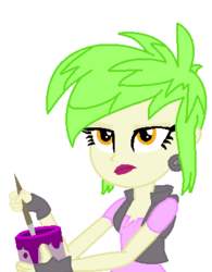 Size: 327x420 | Tagged: safe, artist:berrypunchrules, cherry crash, equestria girls, g4, background human, female, solo, unamused