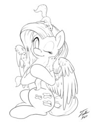 Size: 600x793 | Tagged: safe, artist:tsitra360, fluttershy, g4, grayscale, monochrome, simple background
