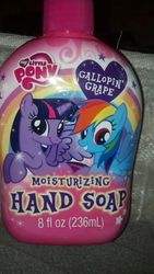 Size: 405x720 | Tagged: safe, rainbow dash, twilight sparkle, alicorn, pegasus, pony, g4, duo, female, hand soap, looking down, mare, merchandise, rearing, special face, twilight sparkle (alicorn)