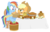 Size: 1075x688 | Tagged: safe, artist:dm29, applejack, rainbow dash, earth pony, pegasus, pony, g4, apple, apple fritter (food), apple juice, apple pie, bondage, bound wings, chair, cupcake, duo, feederjack, feeding, food, force feeding, hilarious in hindsight, mouth hold, pie, rope, simple background, this will end in weight gain, transparent background
