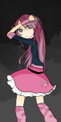 Size: 700x1400 | Tagged: safe, artist:amara-san, pinkie pie, human, g4, clothes, female, humanized, pinkamena diane pie, pixiv, skirt, solo