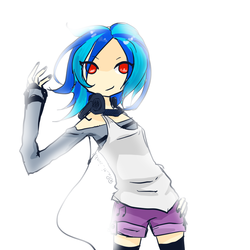 Size: 1000x1000 | Tagged: safe, artist:amara-san, dj pon-3, vinyl scratch, human, g4, female, headphones, humanized, pixiv, solo