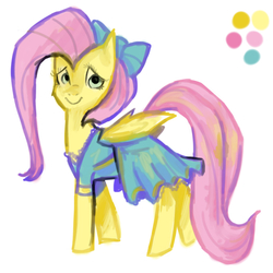 Size: 1000x1000 | Tagged: safe, artist:staticdragon1, fluttershy, g4, bow, clothes, dress, female, solo