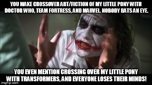 Safe Batman Crossover Doctor Who Everyone Loses Their Minds Heath Ledger Marvel Meme Team Fortress 2 The Dark Knight The Joker Transformers Derpibooru