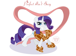 Size: 1000x742 | Tagged: safe, artist:trish forstner, rarity, g4, clothes, crossover, female, georgette, mare, oliver and company, scarf, solo