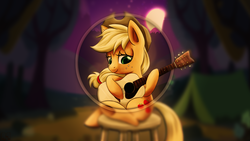 Size: 1920x1080 | Tagged: safe, artist:r4inbowbash, artist:steffy-beff, applejack, g4, guitar, moon, vector, wallpaper