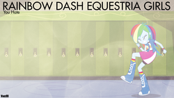 Size: 1920x1080 | Tagged: safe, artist:givralix, artist:vaux111, rainbow dash, equestria girls, g4, dancing, lockers, vector, wallpaper