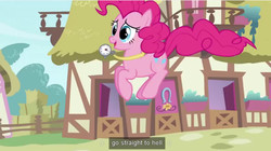 Size: 1277x714 | Tagged: safe, screencap, pinkie pie, g4, too many pinkie pies, hell, meme, monopoly, watch, youtube caption