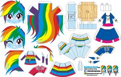 Size: 3262x2073 | Tagged: safe, artist:eljoeydesigns, rainbow dash, equestria girls, g4, alternate clothes, belly button, bikini, clothes, dress, high res, papercraft, skirt, swimsuit