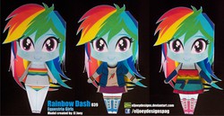 Size: 2003x1037 | Tagged: safe, artist:eljoeydesigns, rainbow dash, equestria girls, g4, alternate clothes, belly button, bikini, clothes, dress, papercraft, skirt, swimsuit