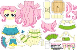 Size: 3083x2023 | Tagged: safe, artist:eljoeydesigns, fluttershy, equestria girls, g4, alternate clothes, belly button, bikini, clothes, dress, high res, papercraft, skirt, swimsuit, tank top