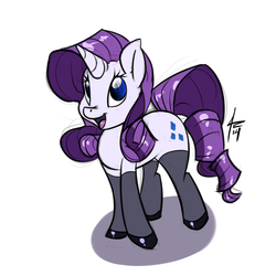 Size: 900x900 | Tagged: safe, artist:siroc, rarity, pony, unicorn, g4, clothes, female, mare, shoes, simple background, solo, stockings, thigh highs, white background