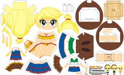 Size: 4143x2529 | Tagged: safe, artist:eljoeydesigns, applejack, equestria girls, g4, alternate clothes, belly button, bikini, clothes, dress, hat, papercraft, skirt, swimsuit