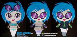 Size: 2284x1102 | Tagged: safe, artist:eljoeydesigns, dj pon-3, vinyl scratch, equestria girls, g4, alternate clothes, belly button, bikini, clothes, papercraft, sports bra, swimsuit, two-piece swimsuit