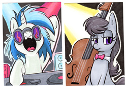 Size: 538x368 | Tagged: safe, artist:retrostarling, dj pon-3, octavia melody, vinyl scratch, g4, traditional art