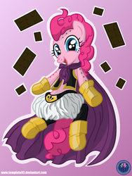 Size: 3456x4608 | Tagged: safe, artist:template93, pinkie pie, g4, chocolate, crossover, dragon ball, dragon ball z, female, majin boo, solo