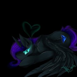 Size: 1600x1600 | Tagged: safe, artist:cadenske, oc, oc only, oc:nyx, alicorn, pony, alicorn oc, heart, looking at you, solo, wingding eyes