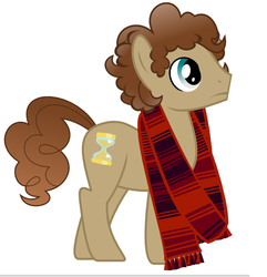 Size: 522x542 | Tagged: safe, artist:fedora, doctor whooves, time turner, g4, clothes, doctor who, fourth doctor, male, scarf, solo, tom baker