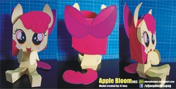 Size: 1968x1000 | Tagged: safe, artist:eljoeydesigns, apple bloom, g4, belly button, blushing, cute, cutie mark crusaders, papercraft
