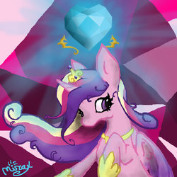Size: 894x894 | Tagged: safe, artist:miscat, princess cadance, g4, crystal heart, female, pixiv, solo