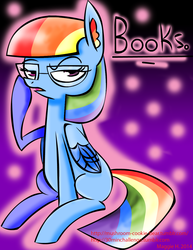 Size: 1062x1373 | Tagged: safe, artist:mushroomcookiebear, rainbow dash, g4, 30 minute art challenge, alternate hairstyle, glasses, hilarious in hindsight, manebow sparkle, personality swap, rainbow dork