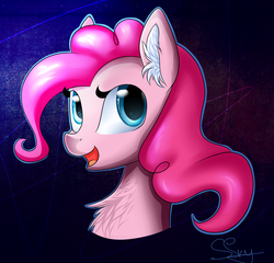 Size: 1844x1769 | Tagged: safe, artist:snowsky-s, pinkie pie, g4, bust, chest fluff, ear fluff, female, solo