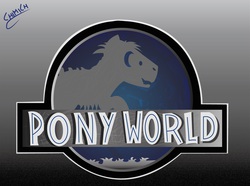 Size: 4743x3522 | Tagged: safe, artist:chiimich, pony, crossover, jurassic park, jurassic world, ponified, title screen