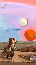 Size: 540x960 | Tagged: safe, artist:chiimich, pony, binary sunset, crossover, luke skywalker, ponified, star wars, star wars: a new hope, tatooine