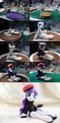 Size: 1400x2867 | Tagged: safe, artist:dustysculptures, rarity, g4, beatnik rarity, beret, clay, clothes, hat, irl, photo, process, sculpture, solo, step by step