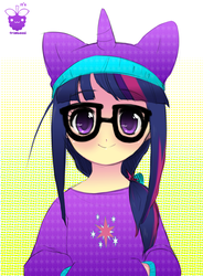 Size: 661x900 | Tagged: dead source, safe, artist:framboosi, twilight sparkle, human, g4, adorkable, cute, dork, female, glasses, humanized, solo