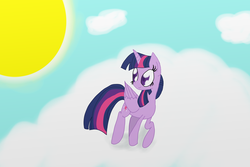 Size: 2997x1998 | Tagged: safe, artist:mmdfantage, twilight sparkle, alicorn, pony, g4, cloud, cloudy, female, mare, paint tool sai, sun, twilight sparkle (alicorn)
