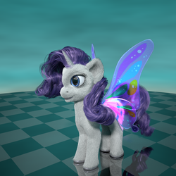 Size: 1080x1080 | Tagged: safe, artist:beetdabrat, rarity, g4, 3d, butterfly wings, detailed, glimmer wings, gossamer wings, uncanny valley, wings