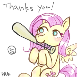 Size: 500x500 | Tagged: safe, artist:prk, fluttershy, g4, female, flutterbat, pixiv, pun, solo