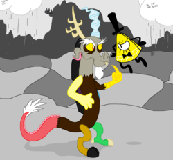 Size: 4384x4072 | Tagged: safe, discord, g4, absurd resolution, bill cipher, crossover, gravity falls, male
