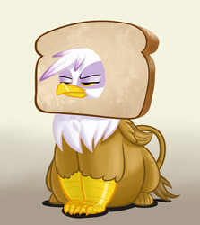 Size: 1067x1195 | Tagged: safe, artist:calorie, gilda, griffon, g4, belly, big belly, bread, bread head, breading, fat, female, gilda is not amused, gildough, sitting, unamused