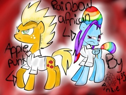 Size: 1024x768 | Tagged: safe, artist:pinkieshy435, applejack, rainbow dash, g4, alternate hairstyle, duo, punk