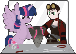 Size: 10460x7456 | Tagged: safe, artist:inspectornills, twilight sparkle, alicorn, human, pony, g4, absurd resolution, borderlands, borderlands 2, crossover, female, mare, patricia tannis, twilight sparkle (alicorn)