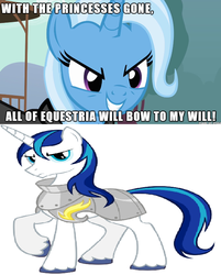 Size: 607x755 | Tagged: safe, shining armor, g4, exploitable meme, image macro, meme, trixie vs everyone meme