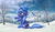 Size: 1944x1111 | Tagged: safe, artist:zigword, princess luna, alicorn, pony, g4, beanie, cute, female, floppy ears, hat, lunabetes, mare, mountain, mountain range, s1 luna, scenery, scenery porn, sitting, snow, snowfall, solo, tongue out, vulgar title, winter